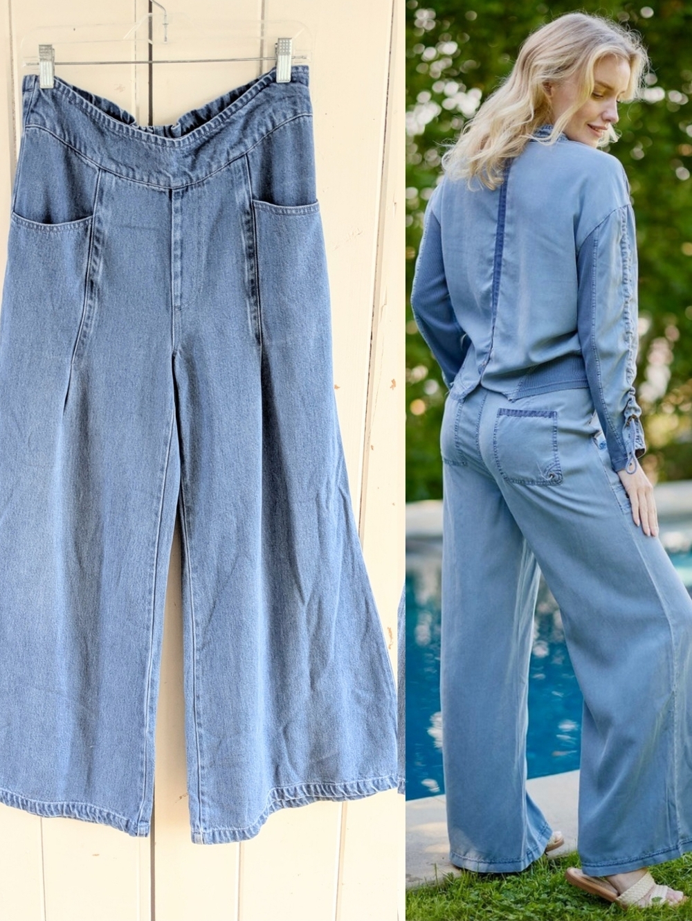 XCVI Wearables Wide Leg Denim Pants sz M